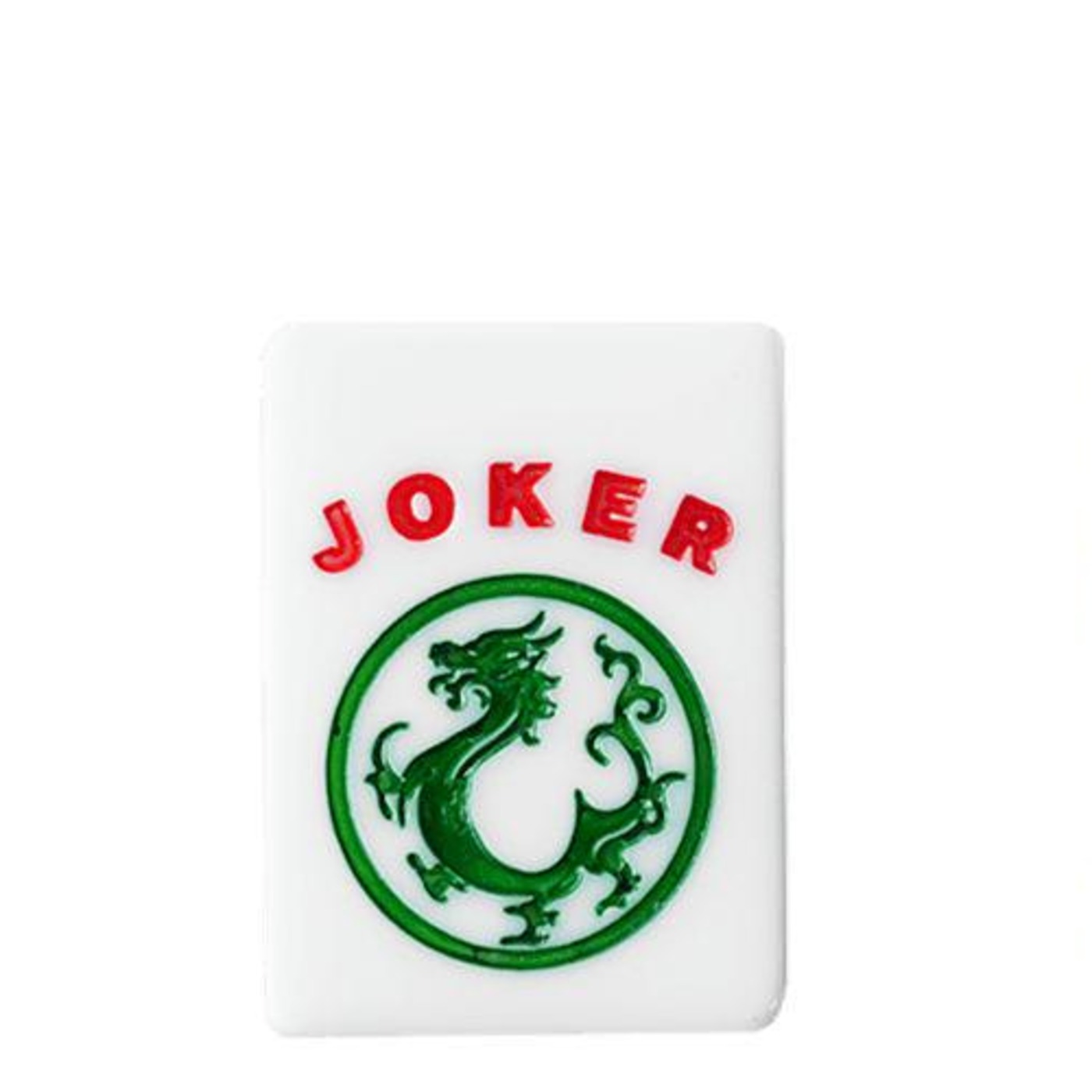 Close-up of a Gather Mahjong Joker tile with a green dragon