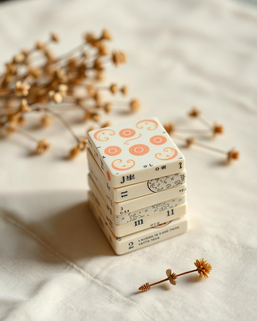 Close view of an original mahjong tile design